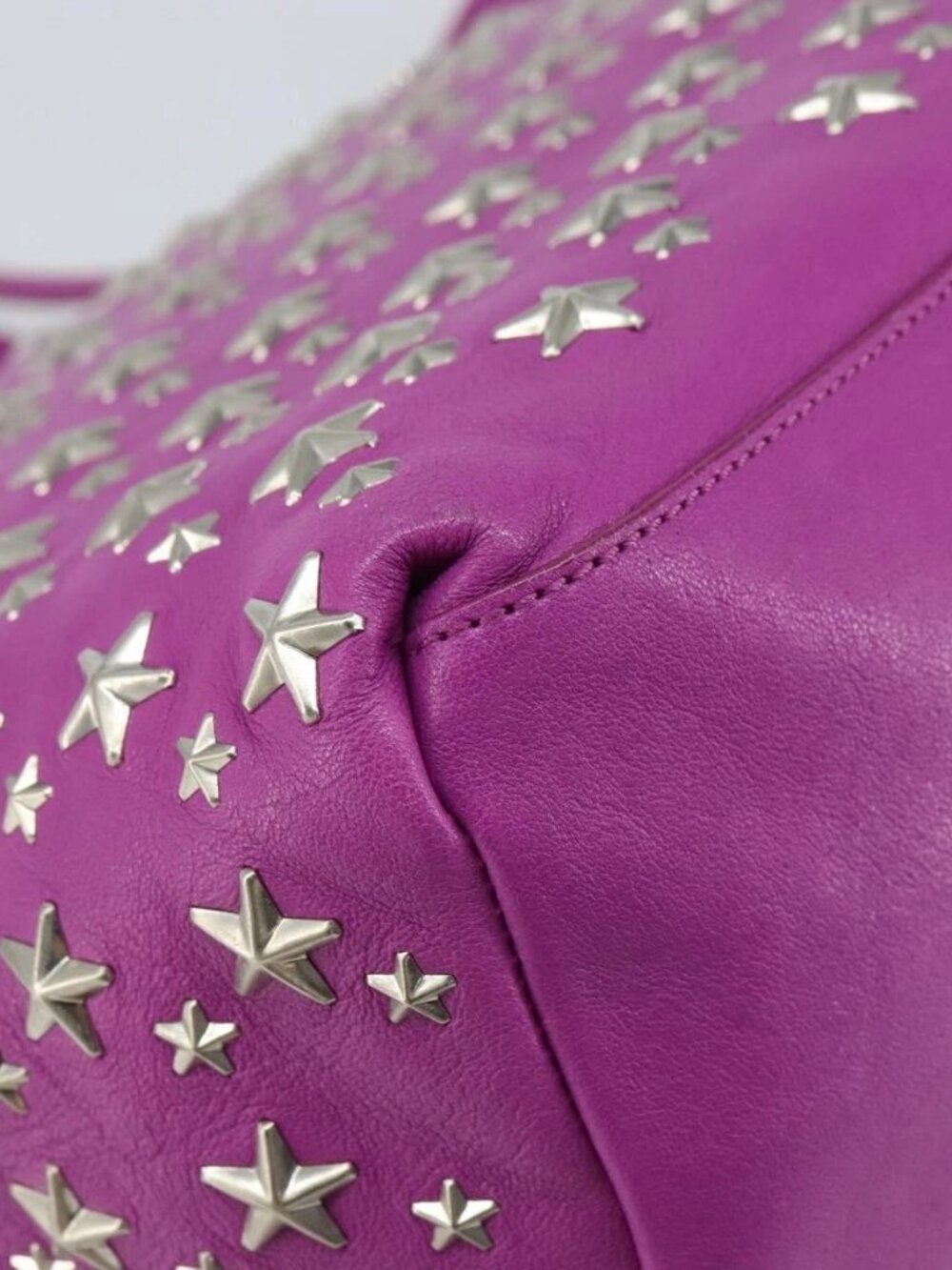 Jimmy Choo Studs Tote Bag Leather Purple Silver Auth yk20140 - Picture 5 of 16